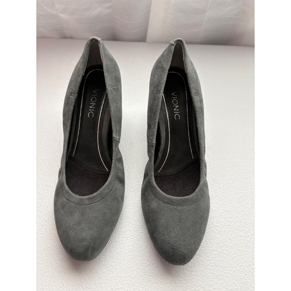 Vionic Gray Suede Wedge Heel Comfortable Everyday Shoes US 6 - Picture 1 of 6